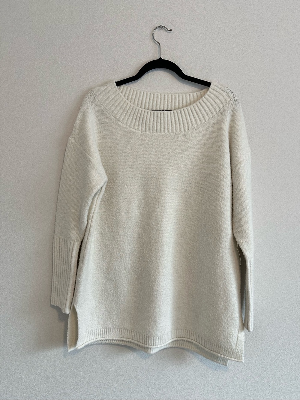 Pilcro Anthropologie Cream Scoopneck Rib-Trim Knit Sweater Size M Oversized Knit